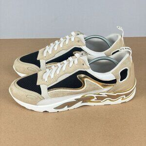 Sandro Paris Flame Suede Leather Athletic Shoes Womens 9.5 Gold Black Low Top